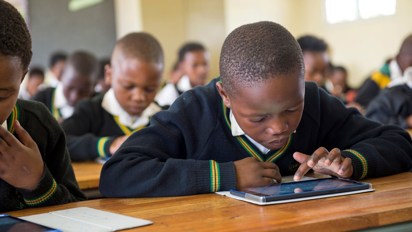 A Student In South Africa Works On An Assignment In A Data driven Classroom