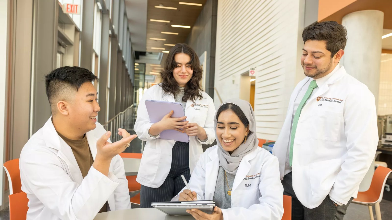 Four medical students at school.