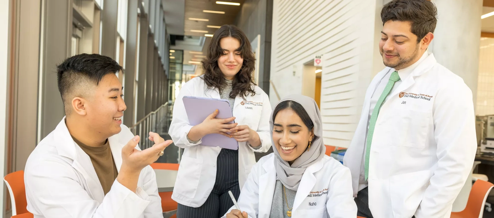 Four medical students at school.