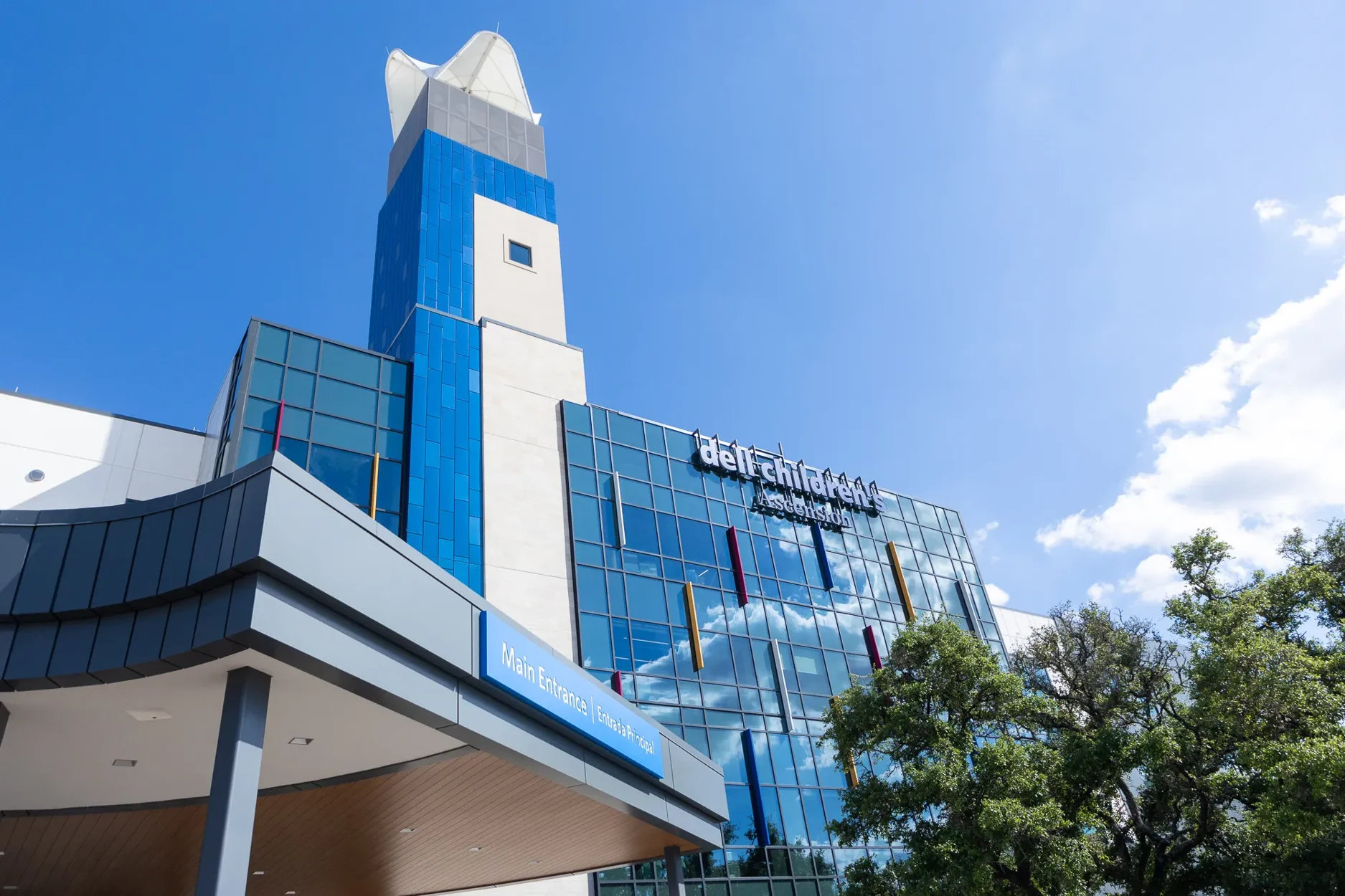 An exterior shot of the Dell Children's Medical Center building.