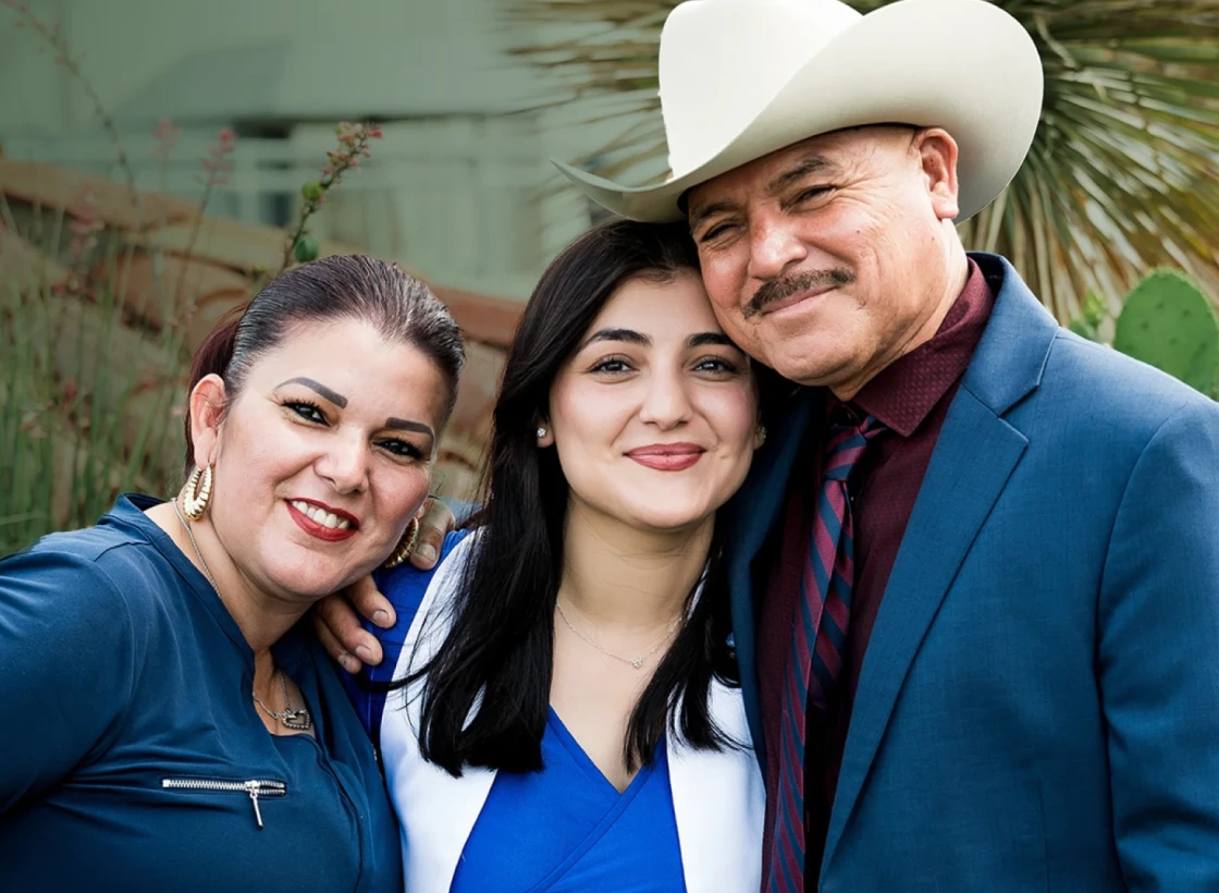 Three happy family members in Texas.