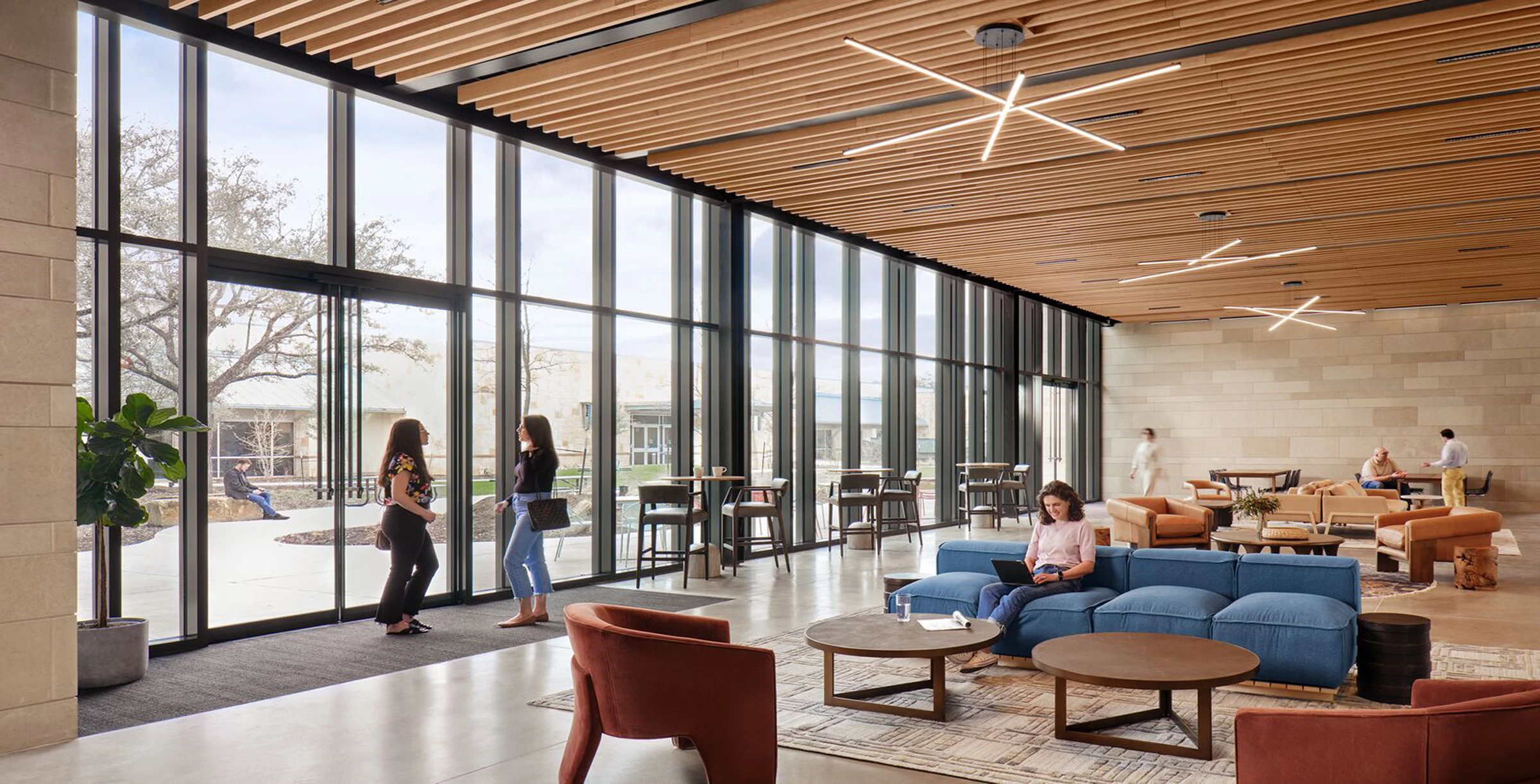 Inside the Dell Jewish Community Center lobby.