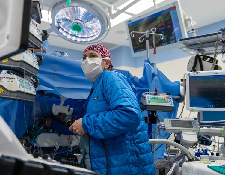 A doctor in an operating room.